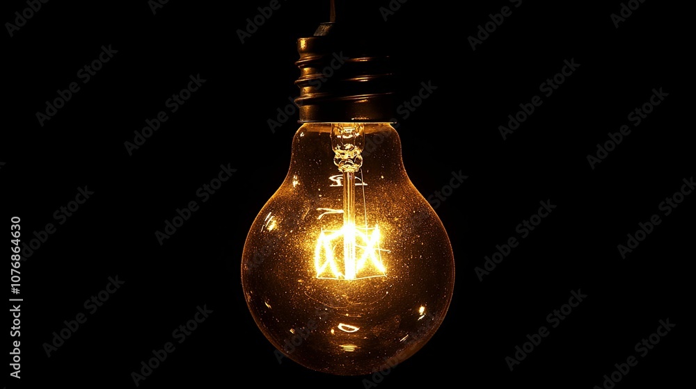 A Single Light Bulb Glowing in the Dark A Single Light Bulb Glowing in the Dark