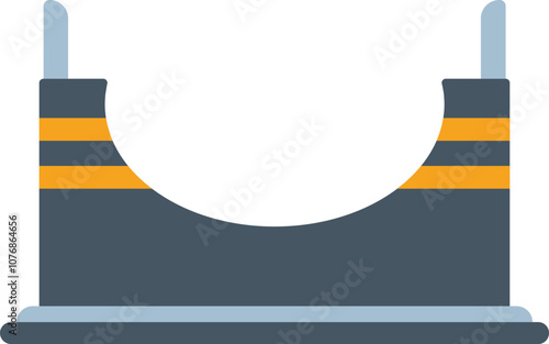 Minimalist vector illustration featuring a skateboard ramp, ideal for visual projects related to extreme sports and urban culture