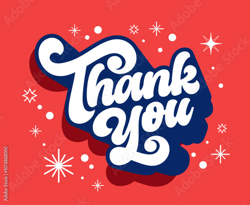 Thank you handwritten calligraphy, 3D, hand lettering typography text vector logo for Christmas, business, wedding, birthday & thank you card, web, banner, poster