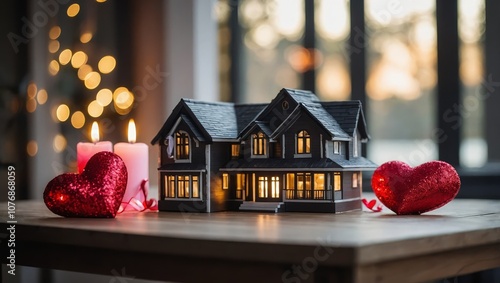 White shelf in Valentine-themed room, against a pink wall