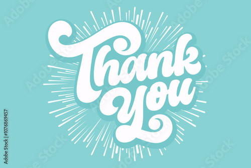 Thank you card hand lettering isolated on light green background. Printable thank you card template for business thank you card, expressing gratitude & appreciation