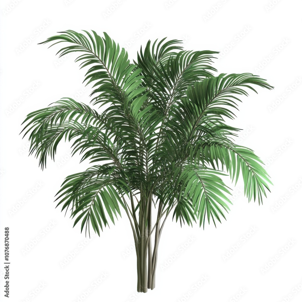 Obraz premium Lush green palm tree with vibrant foliage.