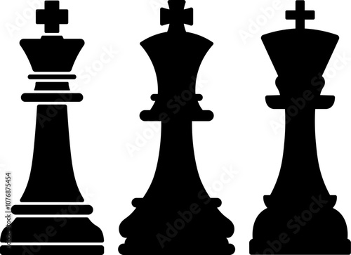 Chess King, silhouette chess pieces in black on white background, cancept of  leadership and strategy, business success, challenge, and competition in a board game, vector illustration photo