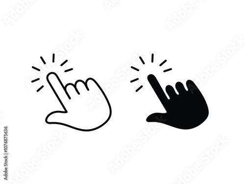 A simple and clean hand cursor icon, symbolizing user interaction and clickable elements. Perfect for web design, user interface, and digital applications. Ideal for representing navigation, clickable