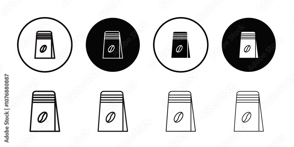 Coffee paper bag icon Thin line flat illustration Coffee paper bag icon Thin line flat illustration