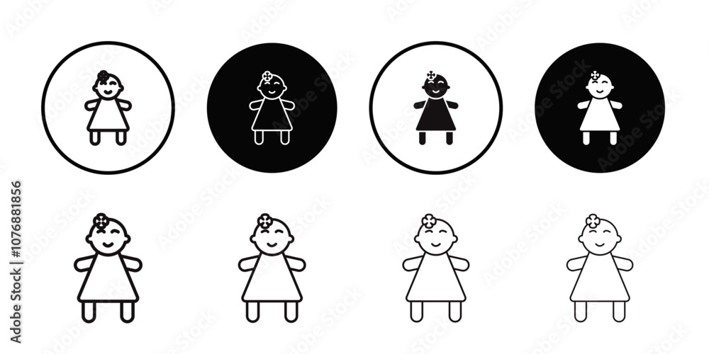 Doll icon Thin line flat illustration Doll icon Thin line flat illustration