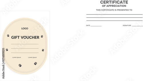 Dog grooming gift voucher. Vector