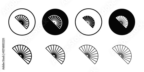 Hand fan icon Thin line flat illustration