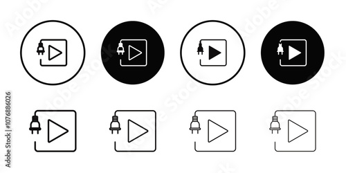 Plug and play icon Thin line flat illustration