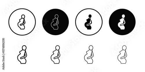 Pregnant woman icon Thin line flat illustration