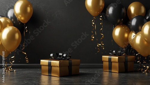 Gift box with Balloons birthdays, valentine ,wedding,anniversary background 