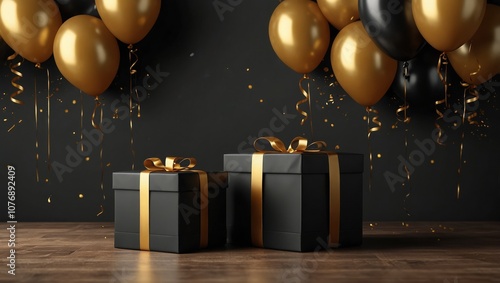 Gift box with Balloons birthdays, valentine ,wedding,anniversary background 