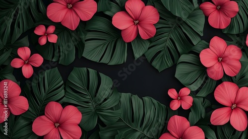 Exotic Flourishing 3D Floral with Seamless Lush Botanical Background