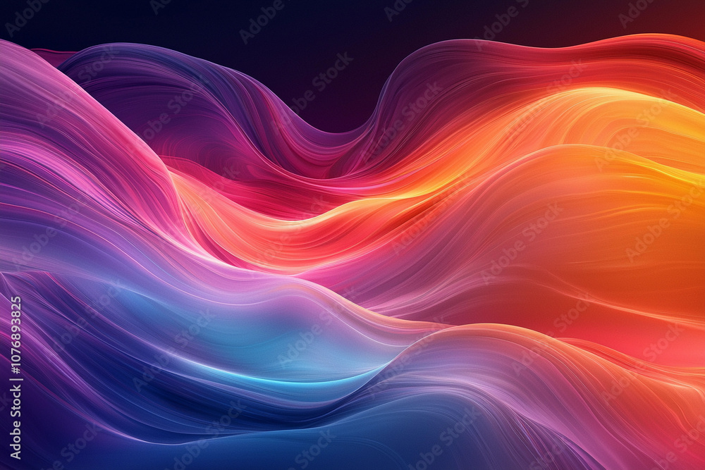 Obraz premium Colorful abstract waves of light flowing through a dark background