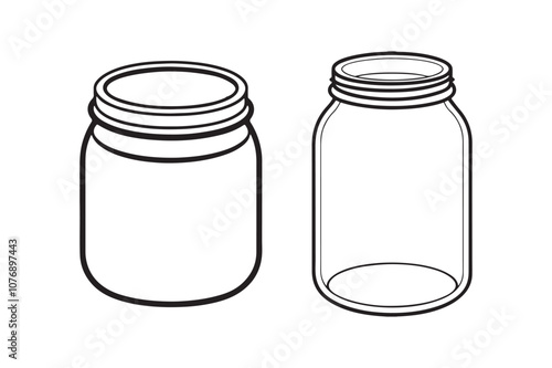 Mason Jar line art bundle vector illustration, Mason Jar  Silhouette, Mason Jar  PNG