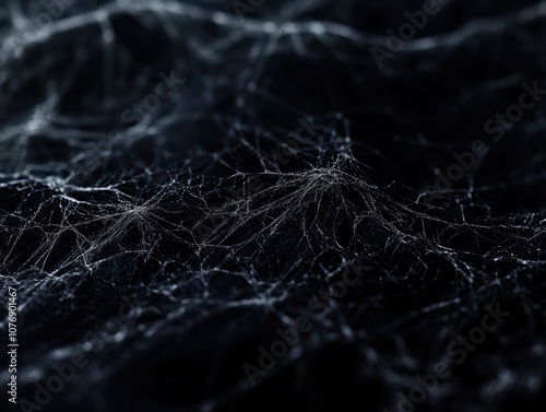 Dark Spider Webs on Black Background photo