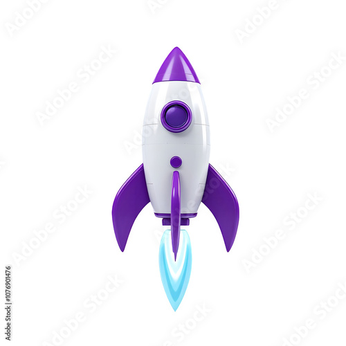 Single toy rocket on transparent background, png file photo