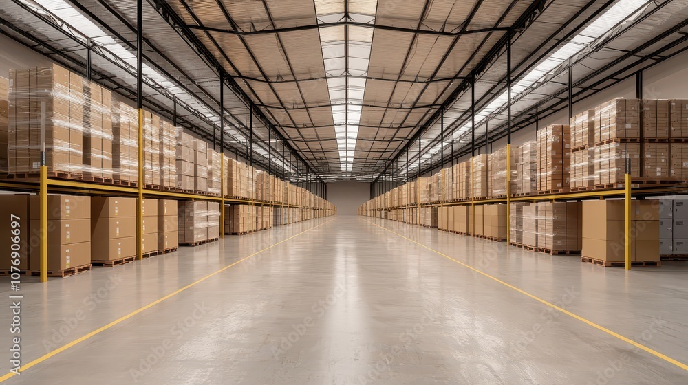 Fototapeta premium Efficiently organize and manage warehouse inventory to optimize storage space and operations