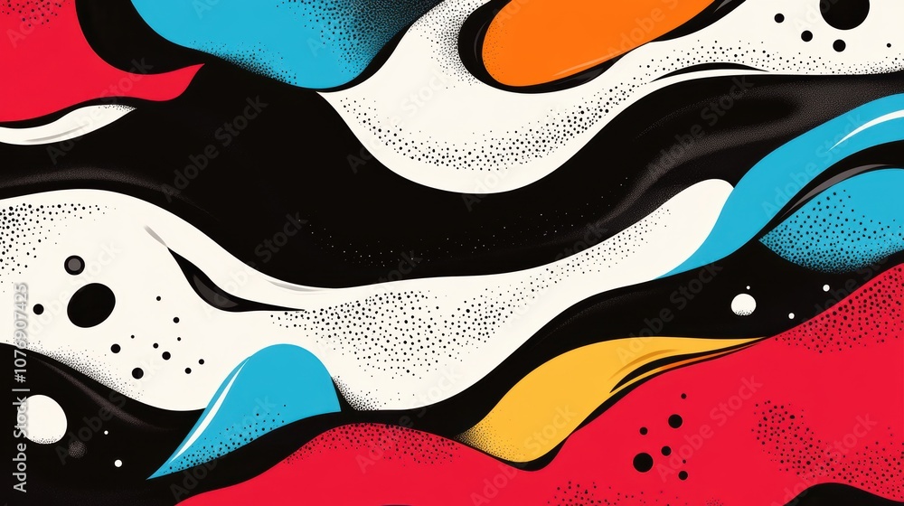 Obraz premium Vibrant abstract waves dance across a canvas of bold colors, creating a dynamic visual experience that captivates the imagination