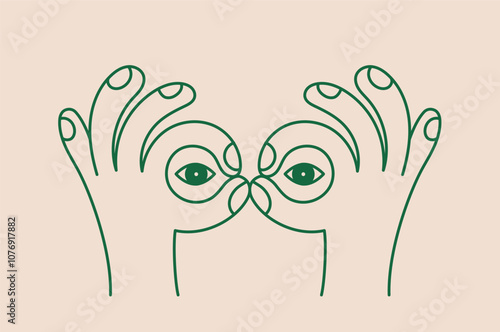 Vector line simple illustrations, hands and gesture in outline style, sticker gesture, print and poster design