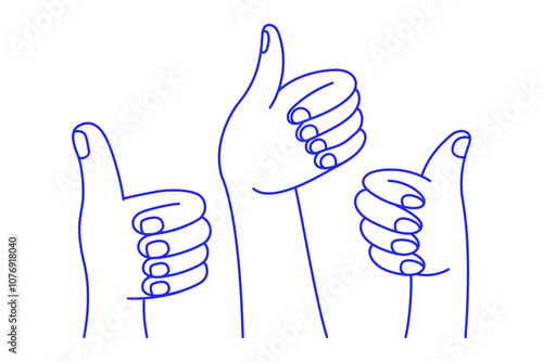 Vector line simple illustrations, hands and gesture in outline style, sticker gesture, print and poster design, like geatures
