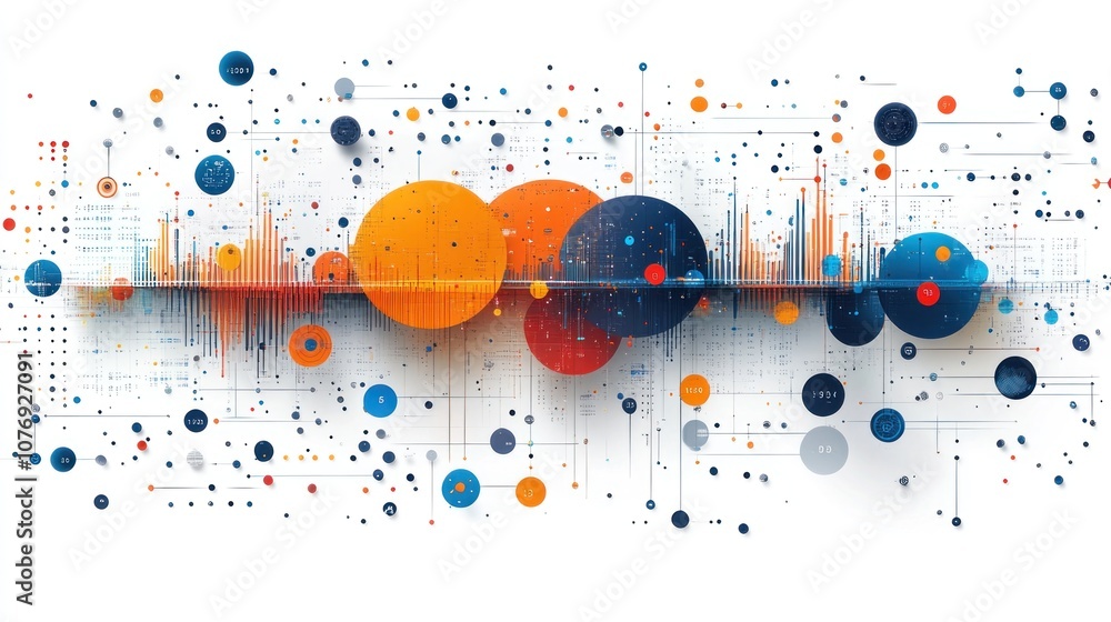 Obraz premium Abstract Data Visualization with Colorful Circles and Lines