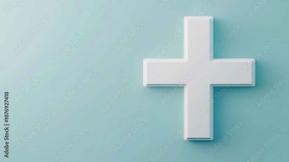 Fototapeta premium Clean Medical Cross Icon with Empty White Copyspace for 3D Graphic Design