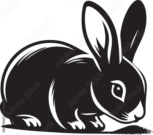 Curious rabbit sniffing the ground vector design