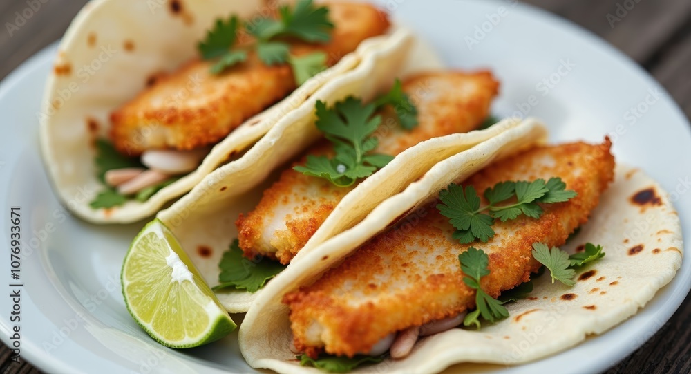 Crispy fish tacos with cilantro and lime Crispy fish tacos with cilantro and lime