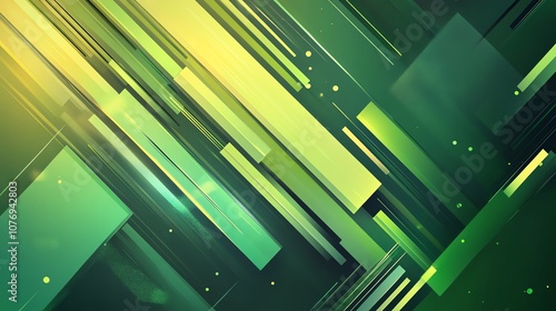 Abstract green and yellow geometric background, featuring sharp lines and shapes, perfect for modern design projects. photo