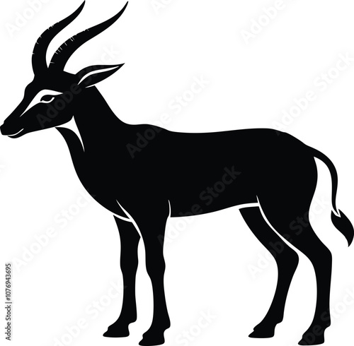 Oryx silhouette , animal silhouette , horned oryx black vector