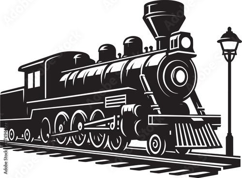 Steam locomotive train silhouette vector illustration isolated on a white background