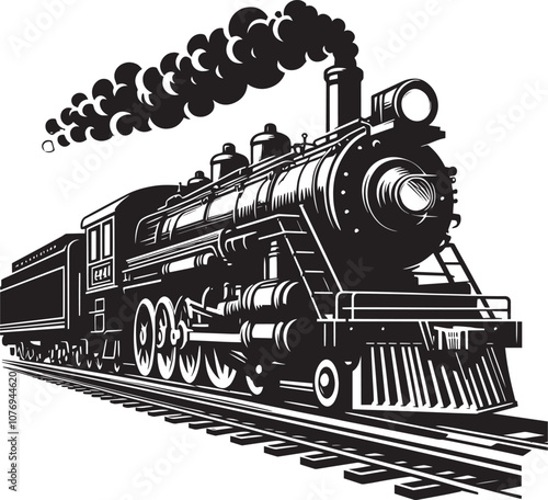 Steam locomotive train silhouette vector illustration isolated on a white background