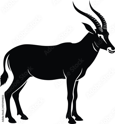 Oryx silhouette , animal silhouette , horned oryx black vector