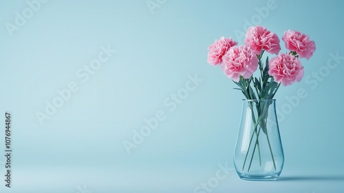 Wallpaper Mural Soft pink carnations in a sleek glass vase, elegant and minimalist, isolated on a clean background Torontodigital.ca