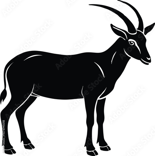 Oryx silhouette , animal silhouette , horned oryx black vector