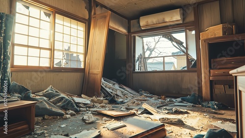 巨大地震による日本家屋の倒壊 photo