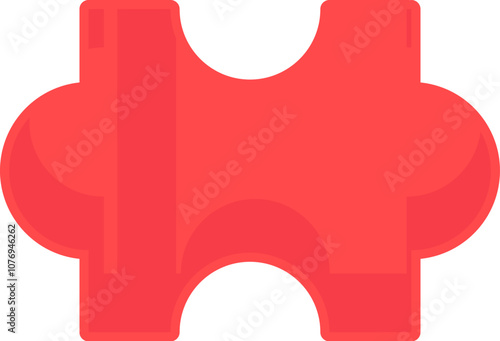 Red piece is component of puzzle icon. Step by step solution of complex problems production processes element. Simple flat vector isolated on white background