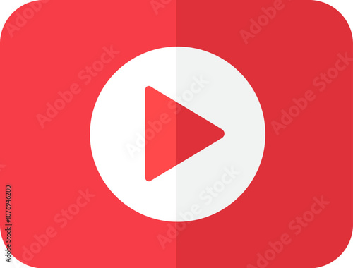 Red triangle inside red rectangle with rounded corners icon. Symbol of live broadcast on internet element. Simple flat vector isolated on white background Free Download Red triangle inside red rectangle with rounded corners icon. Symbol of live broadcast on internet element. Simple flat vector isolated on white background - GFXLoad