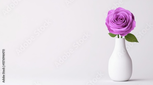Wallpaper Mural Single lavender rose in a minimalist white vase, soft and elegant, isolated on a clean white background Torontodigital.ca
