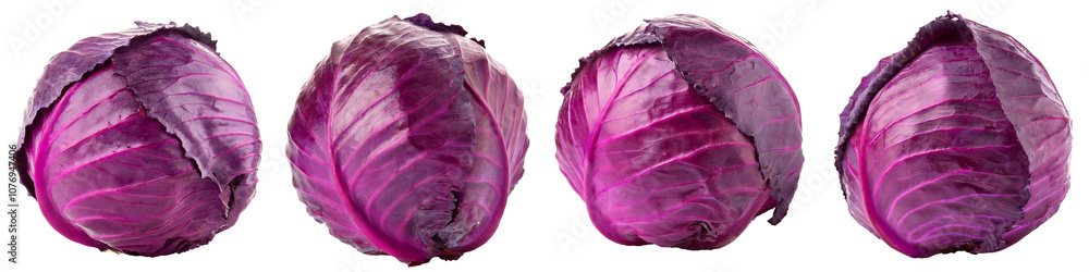 Obraz premium Fresh purple cabbage isolated on transparent background
