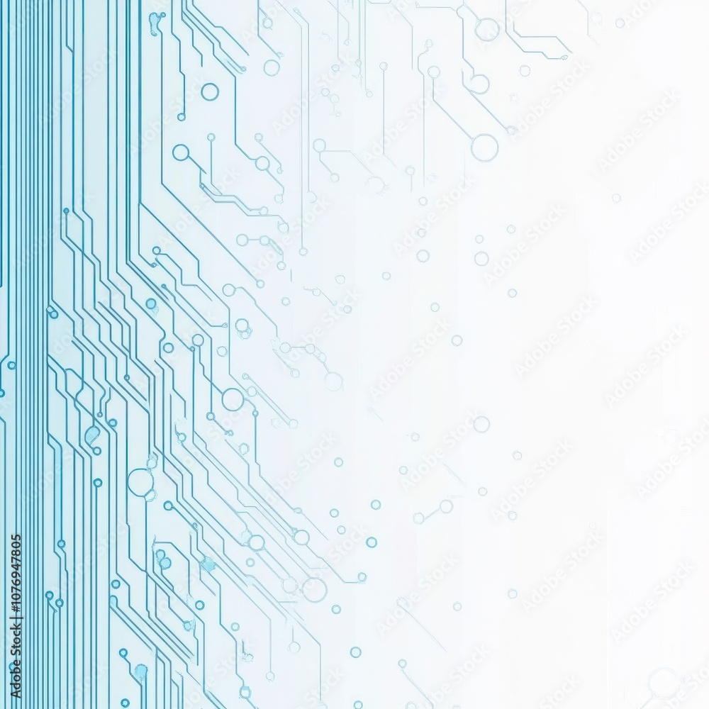 Obraz premium Simple circuit board pattern, blue and white color scheme. Technology background.