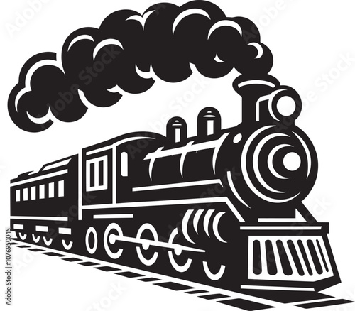 Steam locomotive train silhouette vector illustration isolated on a white background