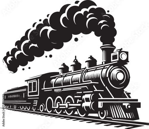 Steam locomotive train silhouette vector illustration isolated on a white background