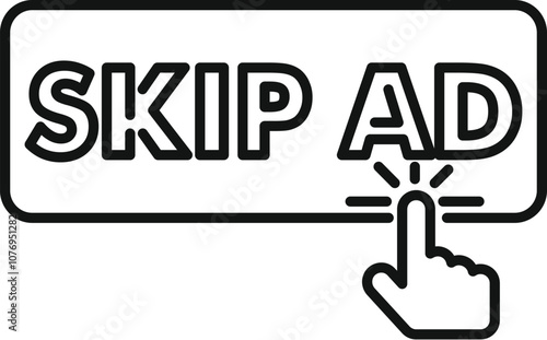 Hand clicking skip ad button, avoiding online advertisement, concept of skipping ads and online marketing