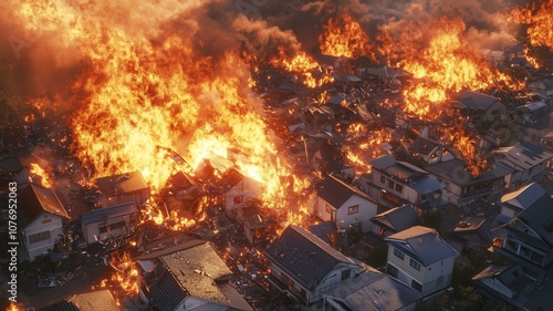 巨大地震による日本家屋の倒壊 photo