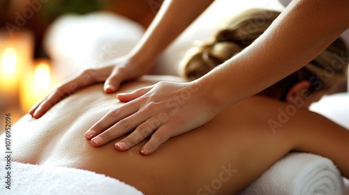 Wallpaper Mural Massage therapist giving a back massage in serene spa room Torontodigital.ca