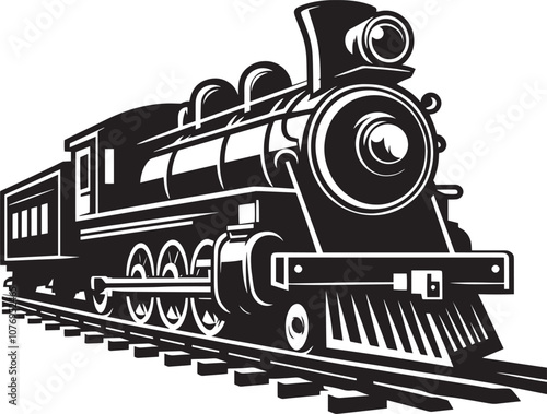 Steam locomotive train silhouette vector illustration isolated on a white background