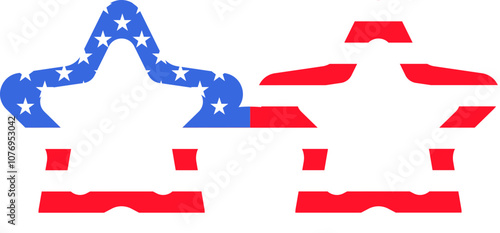 Vector illustration of star-shaped glasses from the collection of American flag-themed icons. A celebration of American culture and identity. Independence Day celebrations, a decorative element in an 