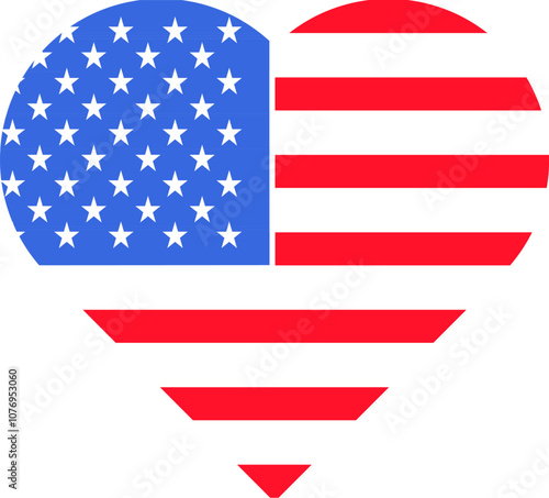 Vector illustration of heart-shaped element from the collection of American flag-themed icons. A celebration of American culture and identity. Independence Day celebrations, a decorative element in an